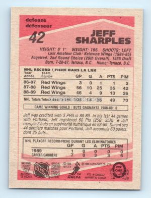 1989 O-Pee-Chee #42 Jeff Sharples Detroit Red Wings