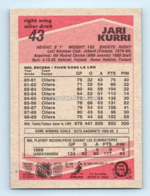 1989 O-Pee-Chee #43 Jari Kurri Edmonton Oilers