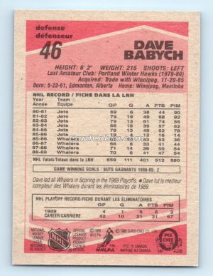 1989 O-Pee-Chee #46 Dave Babych Hartford Whalers