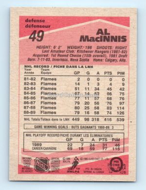 1989 O-Pee-Chee #49 Al MacInnis Calgary Flames