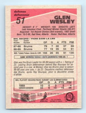 1989 O-Pee-Chee #51 Glen Wesley Boston Bruins