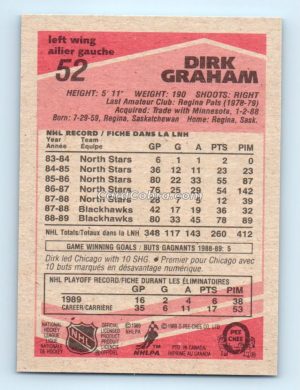 1989 O-Pee-Chee #52 Dirk Graham Chicago Blackhawks