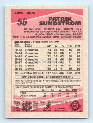 1989 O-Pee-Chee #56 Patrik Sundstrom New Jersey Devils