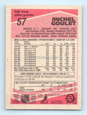 1989 O-Pee-Chee #57 Michel Goulet Quebec Nordiques