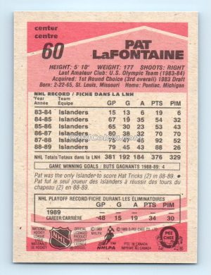 1989 O-Pee-Chee #60 Pat LaFontaine New York Islanders