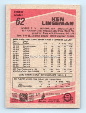 1989 O-Pee-Chee #62 Ken Linseman Boston Bruins