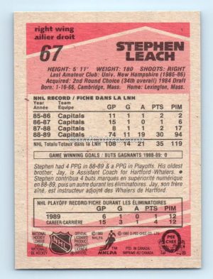 1989 O-Pee-Chee #67 Steve Leach Washington Capitals