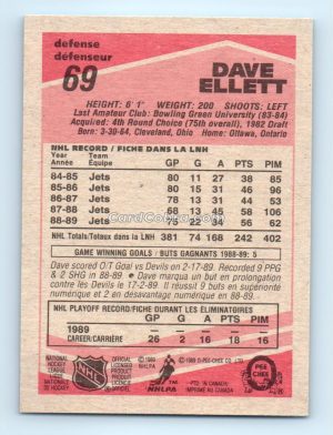 1989 O-Pee-Chee #69 Dave Ellett Winnipeg Jets