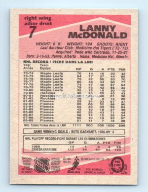 1989 O-Pee-Chee #7 Lanny McDonald Calgary Flames