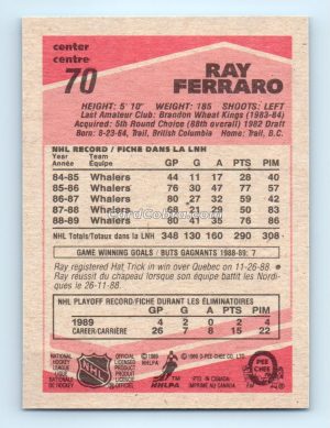 1989 O-Pee-Chee #70 Ray Ferraro Hartford Whalers