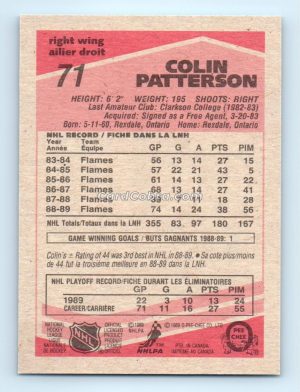 1989 O-Pee-Chee #71 Colin Patterson Calgary Flames Rookie Card