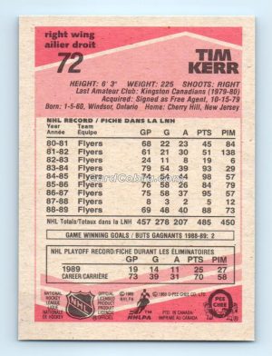 1989 O-Pee-Chee #72 Tim Kerr Philadelphia Flyers