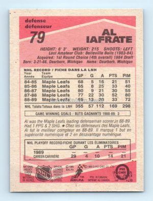 1989 O-Pee-Chee #79 Al Iafrate Toronto Maple Leafs