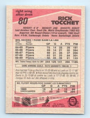 1989 O-Pee-Chee #80 Rick Tocchet Philadelphia Flyers