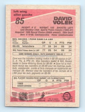 1989 O-Pee-Chee #85 David Volek New York Islanders Rookie Card