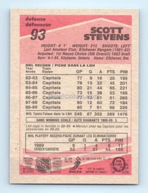 1989 O-Pee-Chee #93 Scott Stevens Washington Capitals