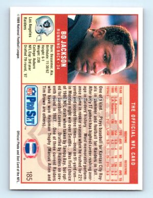 1989 Pro Set #185 Bo Jackson Los Angeles Raiders