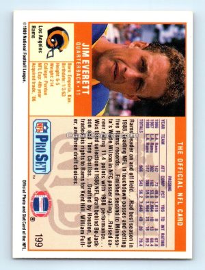 1989 Pro Set #199 Jim Everett Los Angeles Rams