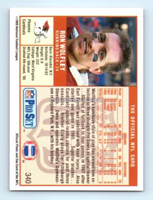 1989 Pro Set #340 Ron Wolfley Phoenix Cardinals