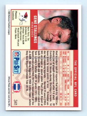 1989 Pro Set #341 Gene Stallings Phoenix Cardinals