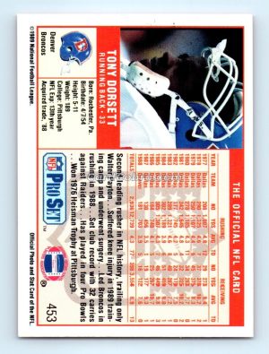 1989 Pro Set #453 Tony Dorsett Denver Broncos