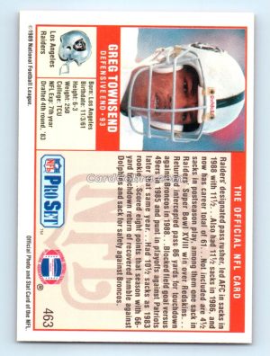 1989 Pro Set #463 Greg Townsend Los Angeles Raiders