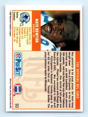 1989 Pro Set #93 Nate Newton Dallas Cowboys Rookie Card