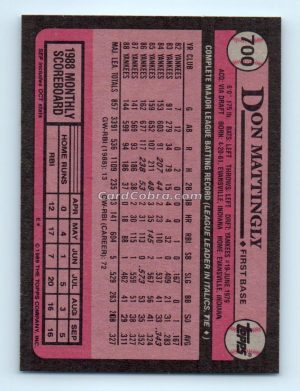 1989 Topps #700 Don Mattingly New York Yankees