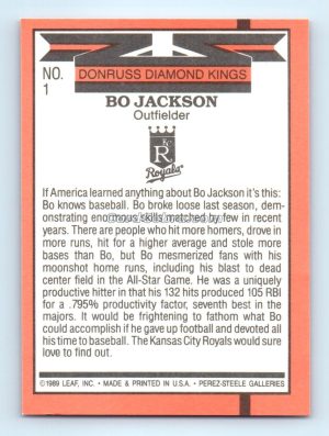 1990 Donruss Diamond Kings #1 Bo Jackson Kansas City Royals