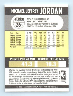 1990 Fleer #26 Michael Jordan Chicago Bulls