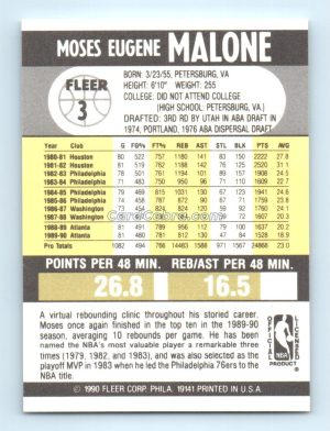 1990 Fleer #3 Moses Malone Atlanta Hawks