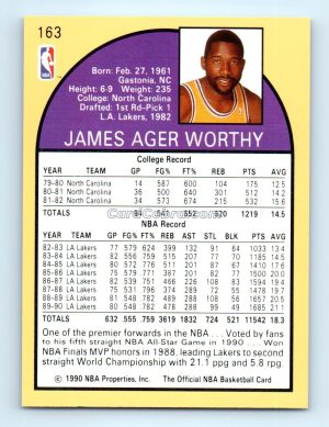 1990 Hoops #163 James Worthy Los Angeles Lakers