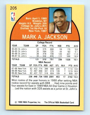 1990 Hoops #205 Mark Jackson New York Knicks