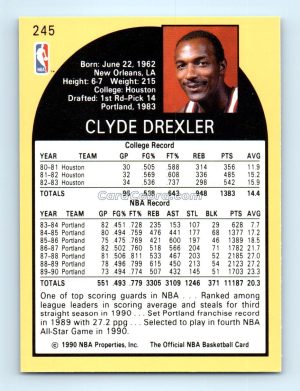 1990 Hoops #245 Clyde Drexler Portland Trail Blazers