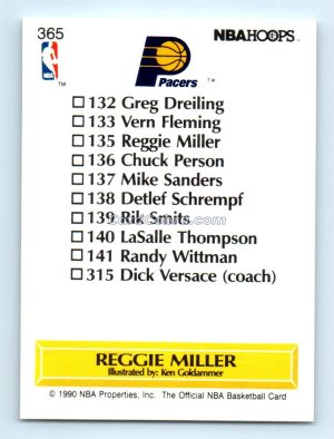 1990 Hoops #365 Reggie Miller Indiana Pacers