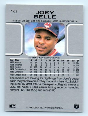 1990 Leaf #180 Joey Belle Cleveland Indians