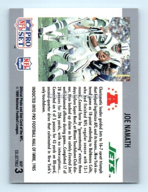 1990 Pro Set #3 Joe Namath New York Jets