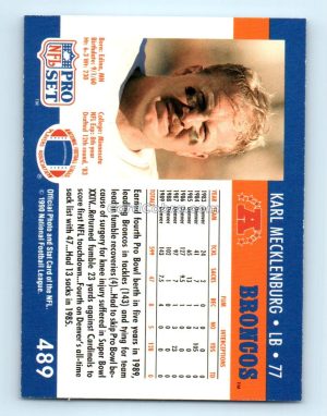 1990 Pro Set #489 Karl Mecklenburg Denver Broncos