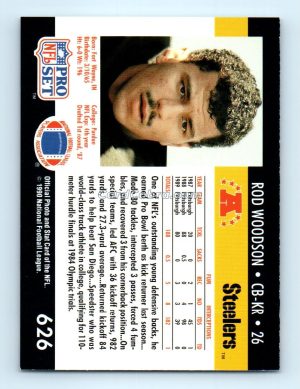 1990 Pro Set #626A Rod Woodson Pittsburgh Steelers