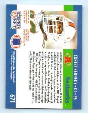 1990 Pro Set #671 Cortez Kennedy Seattle Seahawks Rookie Card