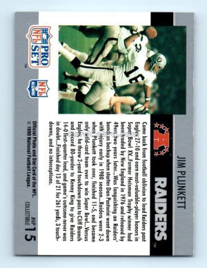 1990 Pro Set Super Bowl MVP Collectibles #15 Jim Plunkett Oakland Raiders