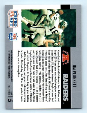 1990 Pro Set Super Bowl MVP Collectibles #15 Jim Plunkett Oakland Raiders