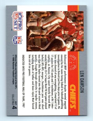 1990 Pro Set Super Bowl MVP Collectibles #4 Len Dawson Kansas City Chiefs