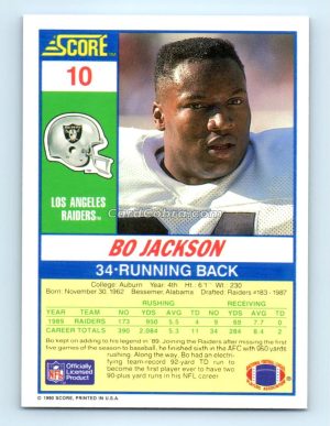 1990 Score #10 Bo Jackson Los Angeles Raiders