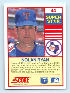 1990 Score 100 Superstars #44 Nolan Ryan Texas Rangers