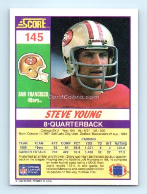 1990 Score #145 Steve Young San Francisco 49ers