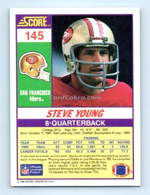 1990 Score #145 Steve Young San Francisco 49ers