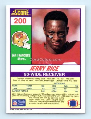 1990 Score #200 Jerry Rice San Francisco 49ers