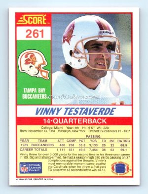 1990 Score #261 Vinny Testaverde Tampa Bay Buccaneers