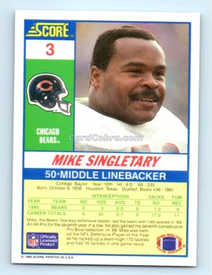 1990 Score #3 Mike Singletary Chicago Bears